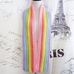 Rainbow Pride Pastel Hues Crochet Scarf